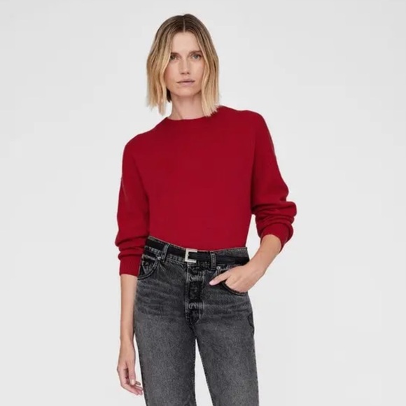 NWT ANINE BING Lee Cashmere Crewneck Sweater Scarlet Red - Picture 3 of 8